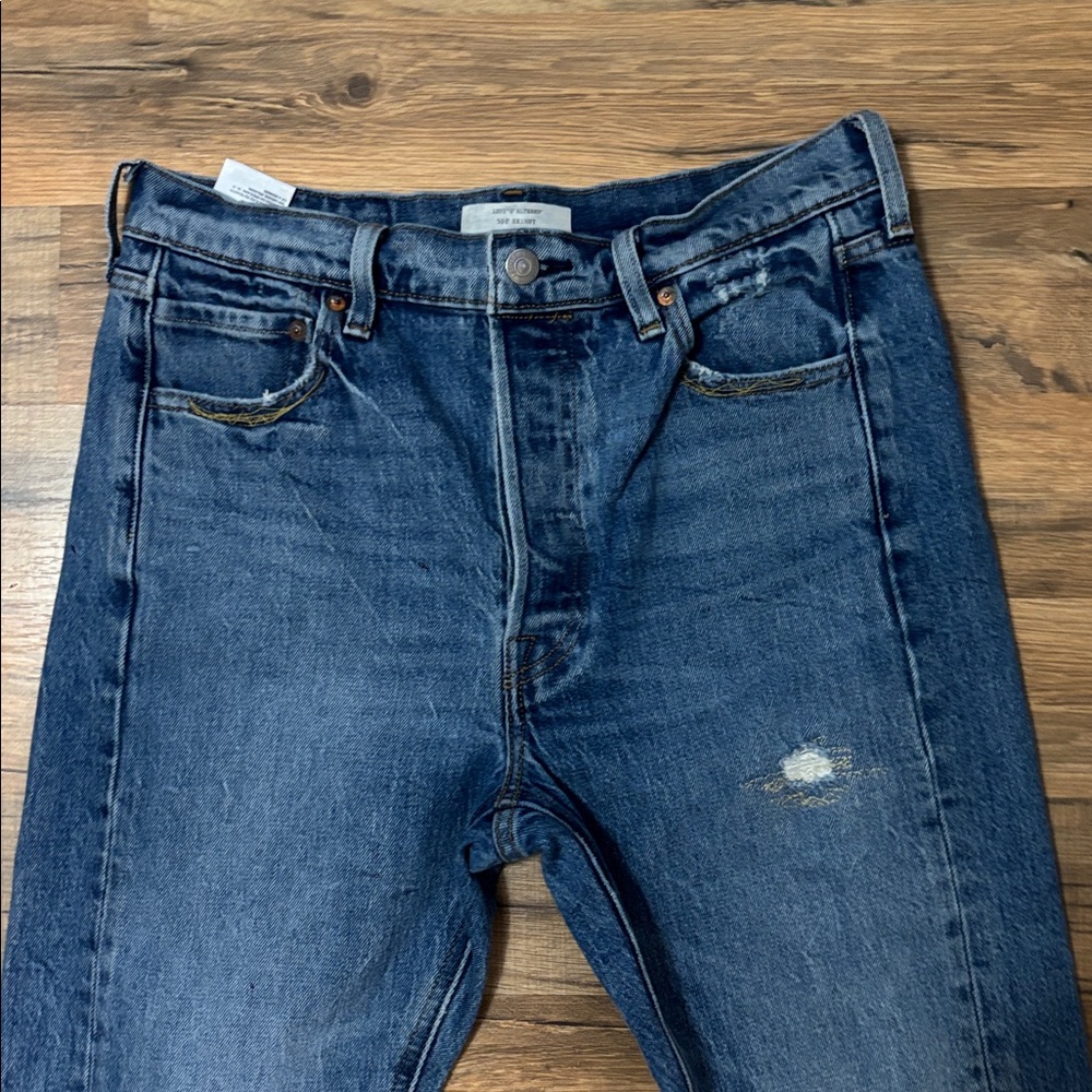 Levi’s Altered 29X28 Blue Denim Jeans Skinny Flattering Sexy Pants Bottoms Fly - Picture 5 of 10